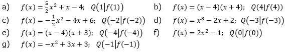 Bestimme die Funktionsgleichung der Normalen zu f durch Q. (Grafik A130301 im Aufgabensatz 3 Blatt 1/3 Grundlagen zu Tangente und Normale in der Differenzialrechnung) /© by www.fit-in-mathe-online.de)