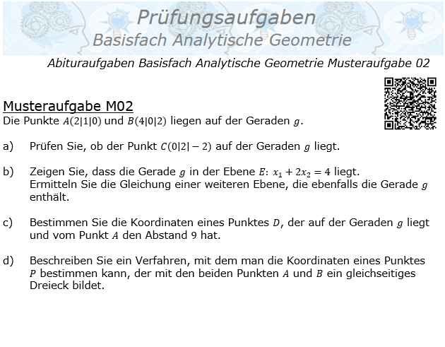 Abituraufgaben allg. bildendes Gymnasium Basisfach Analytische Geometrie ab 2021© by www.fit-in-mathe-online