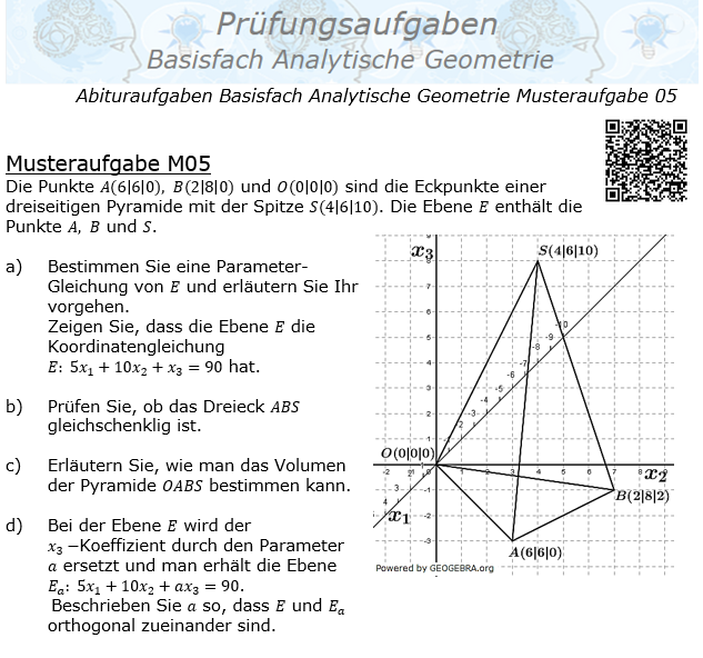 Abituraufgaben allg. bildendes Gymnasium Basisfach Analytische Geometrie ab 2021© by www.fit-in-mathe-online
