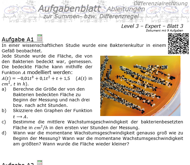 Summenregel und Differenzregel der Ableitungen Aufgabenblatt 3/3 / © by Fit-in-Mathe-Online.de