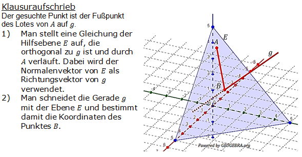 Lösung zur Abituraufgabe allg. bildendes Gymnasium Pflichtteilaufgaben 'Analytische Geometrie' 2011-3 Bild 1/© by www.fit-in-mathe-online.de