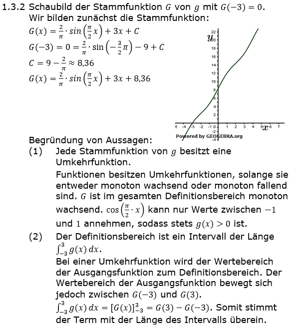 Abituraufgaben Berufsgymnasium Teil 2 mit Hilfmittel Analysis Abitur 2022 Lösung 1.3 Bild 6/© by www.fit-in-mathe-online.de
