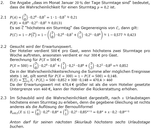Abituraufgaben Berufsgymnasium Teil 3 mit Hilfmittel Stochastik Mustersatz 2 Lösung Bild 1/© by www.fit-in-mathe-online.de