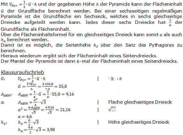 Realschulabschluss Besondere Pyramiden Lösungen Übungsaufgabe A3 Bild 2/© by www.fit-in-mathe-online.de