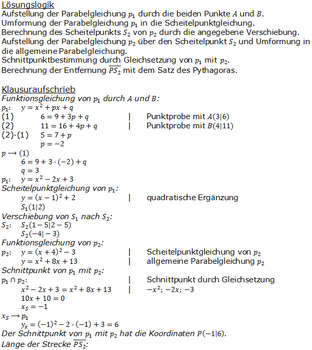 Realschulabschluss Gerade und Parabel Lösung W09W3a Bild 1/© by www.fit-in-mathe-online.de