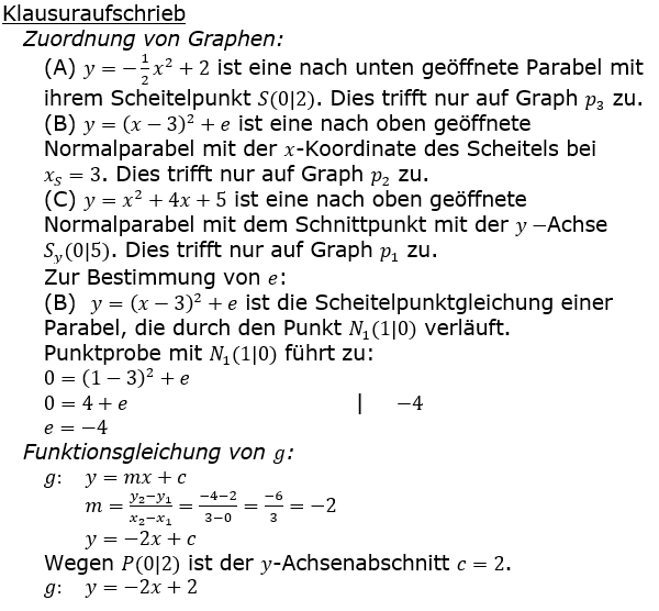 Realschulabschluss Gerade und Parabel Lösung A2403 Bild 2/© by www.fit-in-mathe-online.de