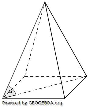 Die Grundfläche einer quadratischen Pyramide ist 86,4 cm² groß. (Realschulabschluss Quadratische Pyramiden Übungen Aufgabengraphik A3/© by www.fit-in-mathe-online.de)