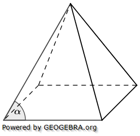 Gegeben ist eine quadratische Pyramide mit
 (Realschulabschluss Quadratische Pyramiden Übungen Aufgabengraphik A6/© by www.fit-in-mathe-online.de)