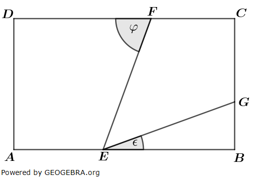 Im Rechteck ABCD liegt das Drachenviereck EGCF. (Realschulabschluss Wahlteilaufgaben Trigonometrie Aufgabengraphik B24A101/© by www.fit-in-mathe-online.de)