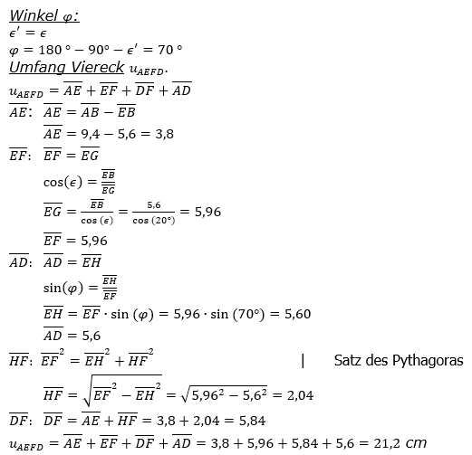 Realschulabschluss Trigonometrie Wahlteil B1a2024 Lösung Bild 2/© by www.fit-in-mathe-online.de