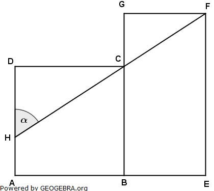 Ein Quadrat und ein Rechteck haben die Punkte B und C gemeinsam. (Realschulabschluss Pflichtteilaufgaben Trigonometrie Aufgabengraphik P22010/© by www.fit-in-mathe-online.de)