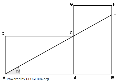 Die Rechtecke ABCD und BEFG sind kongruent. (Realschulabschluss Pflichtteilaufgaben Trigonometrie Aufgabengraphik P12012/© by www.fit-in-mathe-online.de)