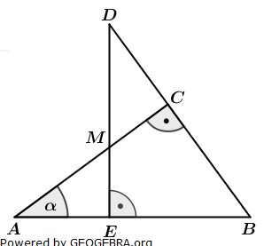 Das Dreieck ABC und das Dreieck DBE überdecken sich teilweise. (Realschulabschluss Pflichtteilaufgaben Trigonometrie Aufgabengraphik P22014/© by www.fit-in-mathe-online.de)