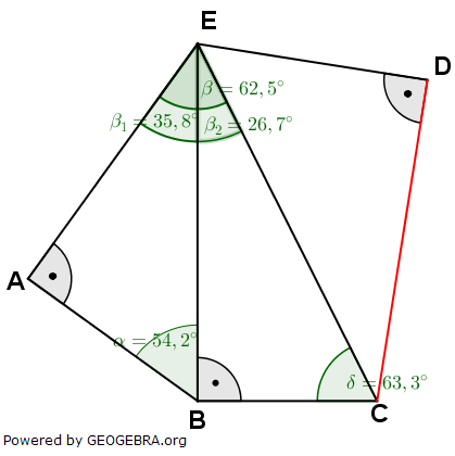 Realschulabschluss Trigonometrie Übungsaufgabe A01 Lösungs-Graphik/© by www.fit-in-mathe-online.de