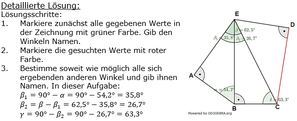 Realschulabschluss Trigonometrie Übungsaufgabe A01 Lösung Bild 1/© by www.fit-in-mathe-online.de