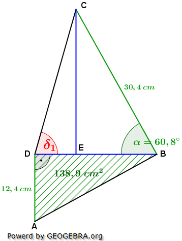 Realschulabschluss Trigonometrie Übungsaufgabe A02 Lösungs-Graphik/© by www.fit-in-mathe-online.de