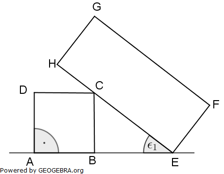 Gegeben sind das Quadrat ABCD und das Rechteck EFGH. (Realschulabschluss Übungsaufgaben Trigonometrie Aufgabengraphik A03/© by www.fit-in-mathe-online.de)