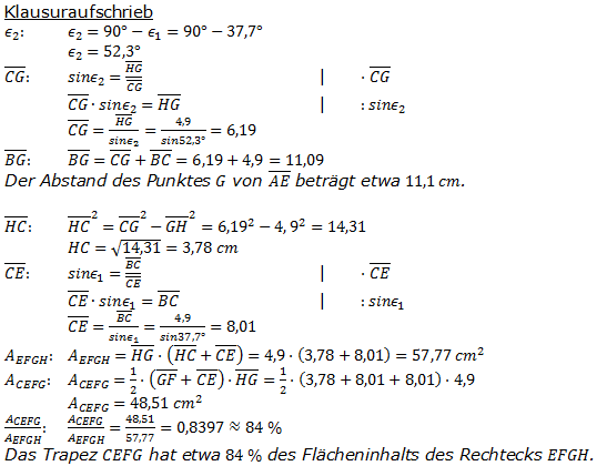 Realschulabschluss Trigonometrie Übungsaufgabe A03 Lösung Bild 2/© by www.fit-in-mathe-online.de