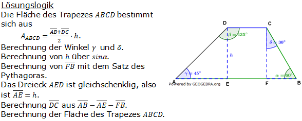 Realschulabschluss Trigonometrie Übungsaufgabe A06 Lösung Bild 1/© by www.fit-in-mathe-online.de