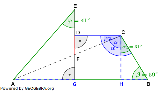 Realschulabschluss Trigonometrie Wahlteil W1a2006 Lösungs-Graphik/© by www.fit-in-mathe-online.de