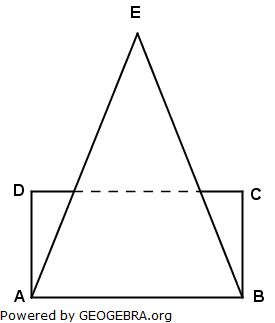 Von seiner Fläche werden 80 % durch das gleichschenklige Dreieck ABE überdeckt. (Realschulabschluss Wahlteilaufgaben Trigonometrie Aufgabengraphik W4a2007/© by www.fit-in-mathe-online.de)