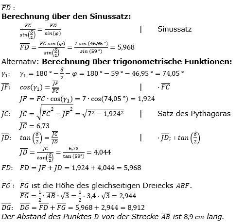 Realschulabschluss Trigonometrie Wahlteil W1a2019 Lösung Bild 4/© by www.fit-in-mathe-online.de