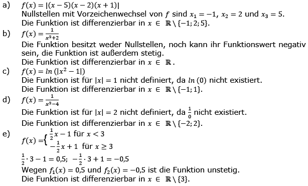 Differenzierbarkeit und Stetigkeit Lösungen zum Aufgabensatz 3 Blatt 3/1 Expert Bild 1/© by www.fit-in-mathe-online.de