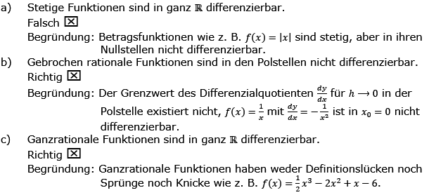 Differenzierbarkeit und Stetigkeit Lösungen zum Aufgabensatz 3 Blatt 3/2 Expert Bild 1/© by www.fit-in-mathe-online.de