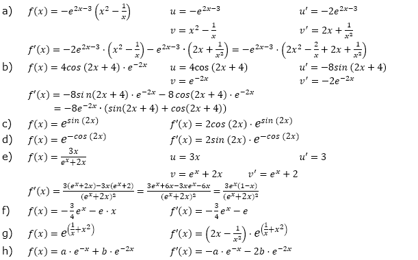 Ableitung der Exponentialfunktion Lösungen zum Aufgabensatz 1 Blatt 2/2 Fortgeschritten Bild 1/© by www.fit-in-mathe-online.de