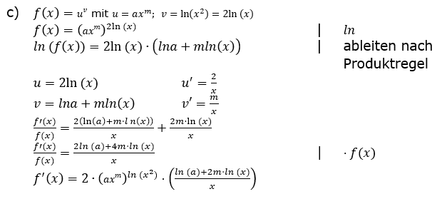 Die logarithmische Differentiation Lösungen zum Aufgabensatz 2 c-d Blatt 4/2 Universität Bild 2/© by www.fit-in-mathe-online.de