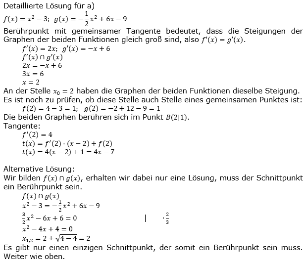 Tangente und Normale in der Differenzialrechnung. Lösungen zum Aufgabensatz 4 Blatt 3/1 Expert Bild 1/© by www.fit-in-mathe-online.de