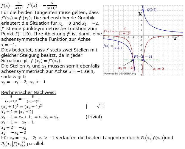 Tangente und Normale in der Differenzialrechnung. Lösungen zum Aufgabensatz 2 Blatt 3/3 Expert Bild 1/© by www.fit-in-mathe-online.de