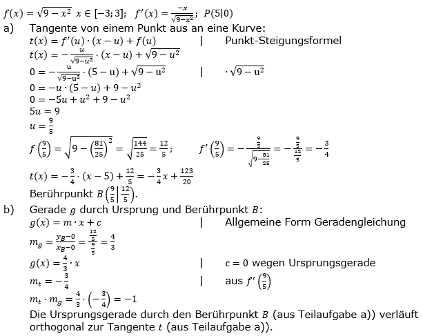 Tangente und Normale in der Differenzialrechnung. Lösungen zum Aufgabensatz 2 Blatt 3/4 Expert Bild 1/© by www.fit-in-mathe-online.de