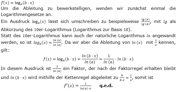 Ableitung der Logarthmusfunktion.(Umkehrregel) Lösungen zum Aufgabensatz 1 Blatt 3/1 Expert Bild 1/© by www.fit-in-mathe-online.de