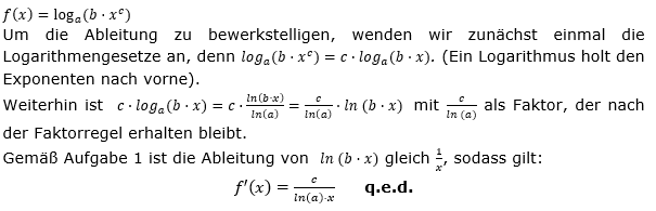 Ableitung der Logarthmusfunktion.(Umkehrregel) Lösungen zum Aufgabensatz 2 Blatt 3/1 Expert Bild 1/© by www.fit-in-mathe-online.de