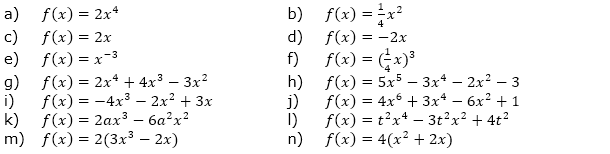 Bilde die 1. und 2. Ableitung der gegebenen Funktionsgleichungen und vereinfache so weit wie möglich. (Grafik A210101 im Aufgabensatz 1 Blatt 2/1 Fortgeschritten Ableitungen vermischte Aufgaben /© by www.fit-in-mathe-online.de)