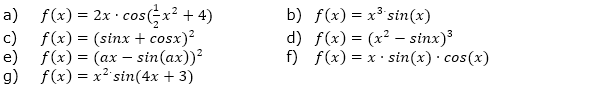 Leite zweimal ab und vereinfache so weit wie möglich. (Grafik A220301 im Aufgabensatz 3 Blatt 2/2 Fortgeschritten Ableitungen vermischte Aufgaben /© by www.fit-in-mathe-online.de)