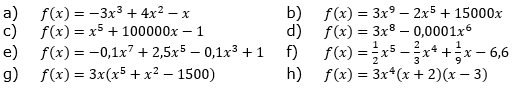 Gib eine Funktion h mit h(x)=a_n x^n an, die das Verhalten der Graphen von f für die Werte von x->±∞ beschreibt. (Grafik A110301 im Aufgabensatz 3 Blatt 1/1 Grundlagen zu Ganzrationalen Funktionen in den Funktionsklassen /© by www.fit-in-mathe-online.de)