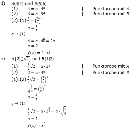 Potenzfunktionen Lösungen zum Aufgabensatz 7 Blatt 2/2 Fortgeschritten Bild 3/© by www.fit-in-mathe-online.de