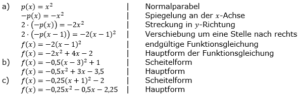 Quadratische Funktionen (Parabelön) der Funktionsklassen. Lösungen zum Aufgabensatz 01 Blatt 1/2 Grundlagen Bild 1 /© by www.fit-in-mathe-online.de