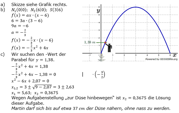 Quadratische Funktionen der Funktionsklassen. Lösungen zum Aufgabensatz 01 Blatt 2/2 Fortgeschritten Bild 1 /© by www.fit-in-mathe-online.de