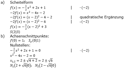Quadratische Funktionen der Funktionsklassen. Lösungen zum Aufgabensatz 03 Blatt 2/4 Fortgeschritten Bild 1 /© by www.fit-in-mathe-online.de