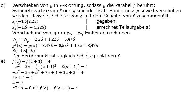 Quadratische Funktionen der Funktionsklassen. Lösungen zum Aufgabensatz 06 Blatt 2/4 Fortgeschritten Bild 3 /© by www.fit-in-mathe-online.de