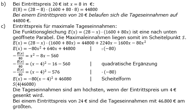 Quadratische Funktionen der Funktionsklassen. Lösungen zum Aufgabensatz 04 Blatt 3/2 Expert Bild 2 /© by www.fit-in-mathe-online.de