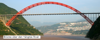 Durch welche Parabel kann der Verlauf des Brückenbogens der Yangtze River Brücke (China) näherungsweise beschrieben werden? (Grafik W0030 im WIKI zu quadratischen Funktionen in den Funktionsklassen /© by www.fit-in-mathe-online.de)