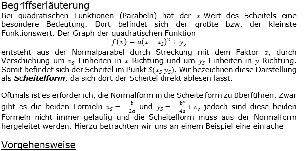 WIKI zur Scheitelpunktform der quadratischen Funktionen Bild 1 (Grafik W0001a im WIKI Scheitelform Parabeln) /© by www.fit-in-mathe-online.de)
