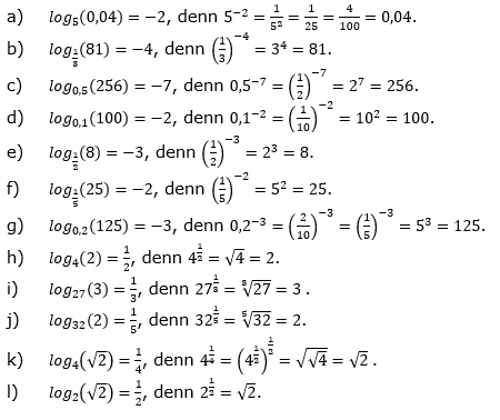 Logarithmus einer Zahl Lösungen zum Aufgabensatz 3 Blatt 02 © by www.fit-in-mathe-online.de