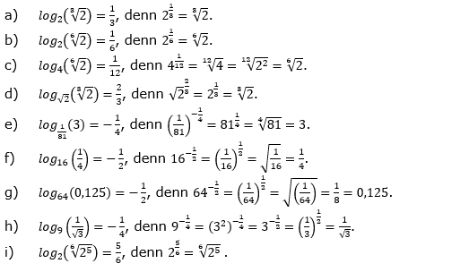 Logarithmus einer Zahl Fortgeschritten Lösungen zum Aufgabensatz 1 Blatt 02 © by www.fit-in-mathe-online.de