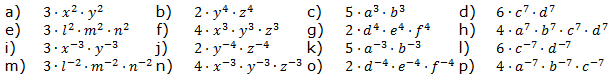 Vereinfache den Term. Wende das 4. Potenzgesetz an. (Aufgabensatz 4 Blatt 1/1 Grundlagen zu Potenzen mit gleichem Exponenten/© by www.fit-in-mathe-online.de)