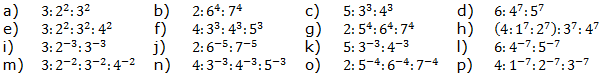 Vereinfache den Term. Wende das 4. Potenzgesetz an. (Aufgabensatz 3 Blatt 1/2 Grundlagen zu Potenzen mit gleichem Exponenten/© by www.fit-in-mathe-online.de)
